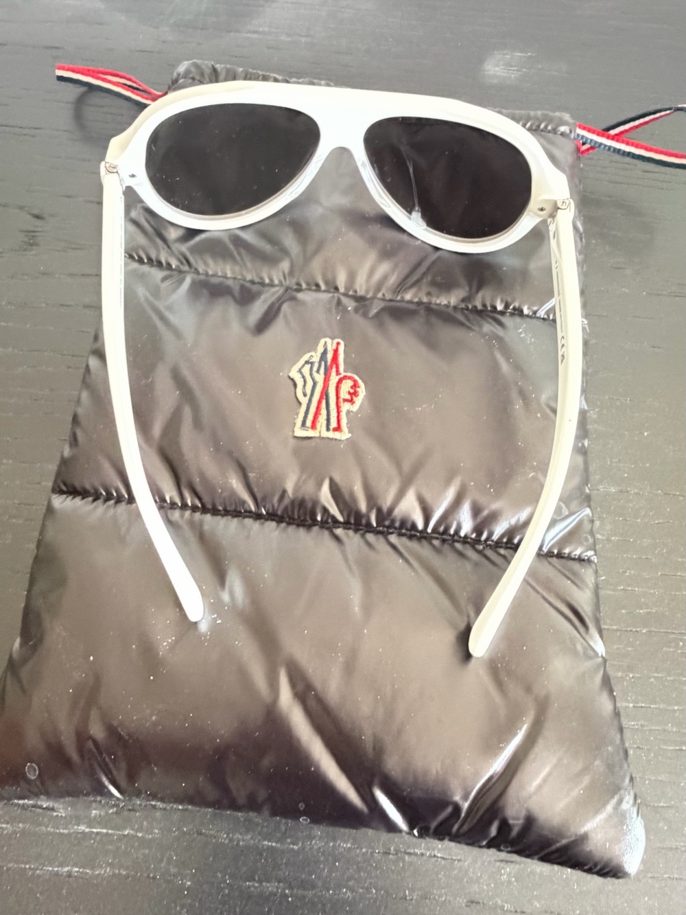 Moncler White Frame Black Lens Oversized Sunglasses - Picture 4 of 5